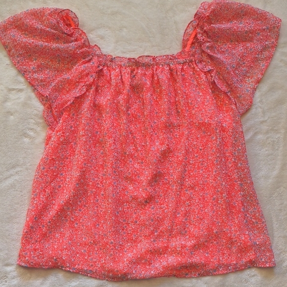 CeCe Tops - CeCe Coral Floral Blouse